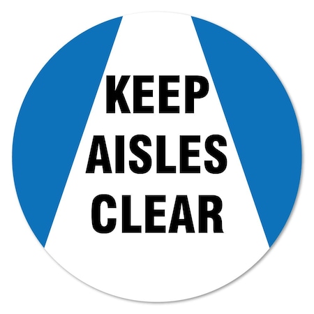 Keep Aisle Clear Non-Slip Floor Graphic, 16in Vinyl Decal, 12PK